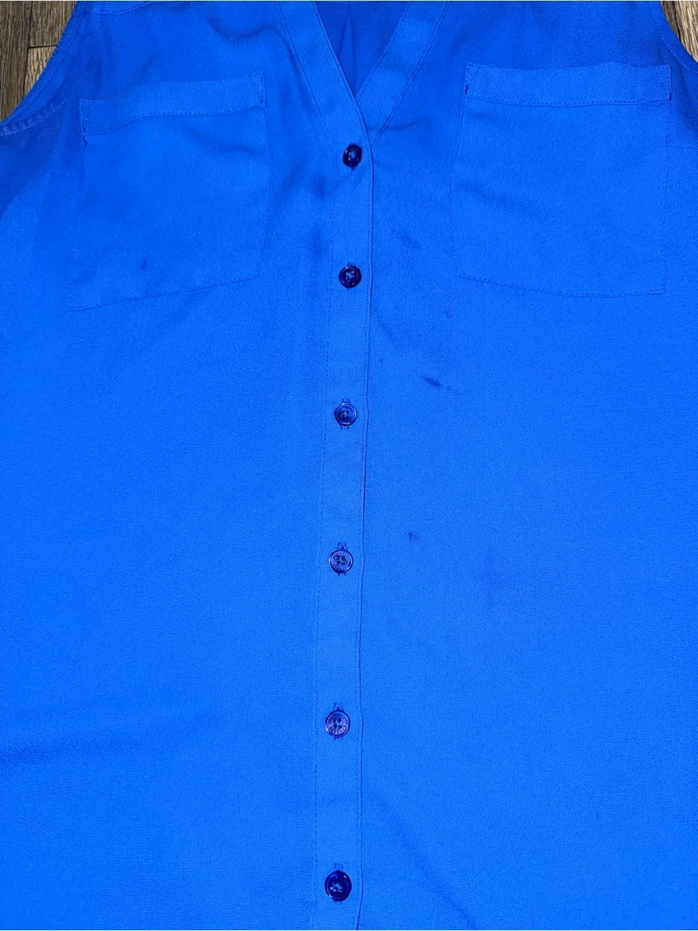 Express Sleeveless Button-Down Blouse in Cobalt Blue